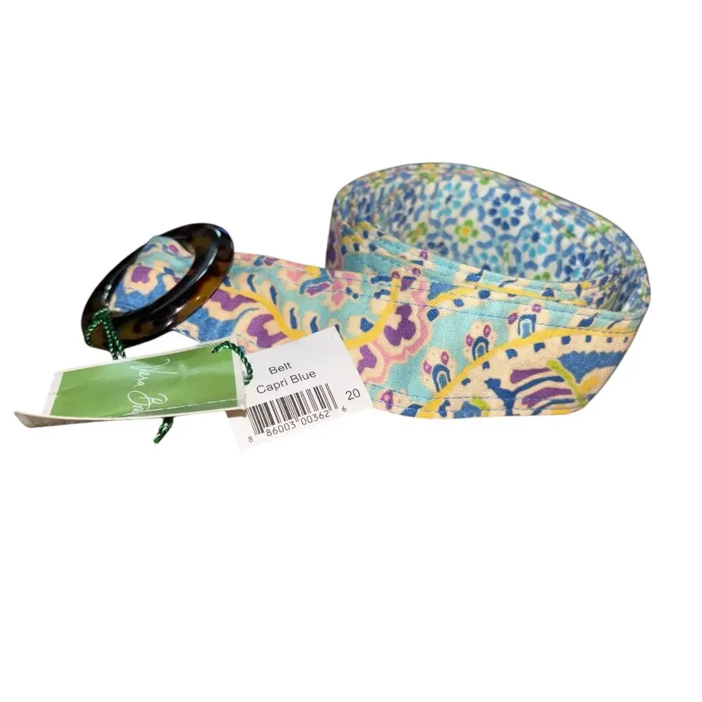 Vera Bradley Belt Capri Blue NEW Tortoise Shell Buckle Summer Preppy